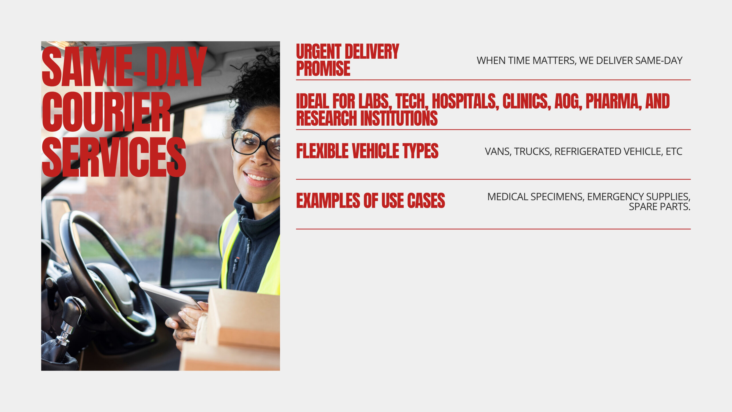 pharmaceutical, RX, Pharmacy, prescription delivery service, Clinics, Hospitals, Research facility deliveries, Vans, Trucks, Cars